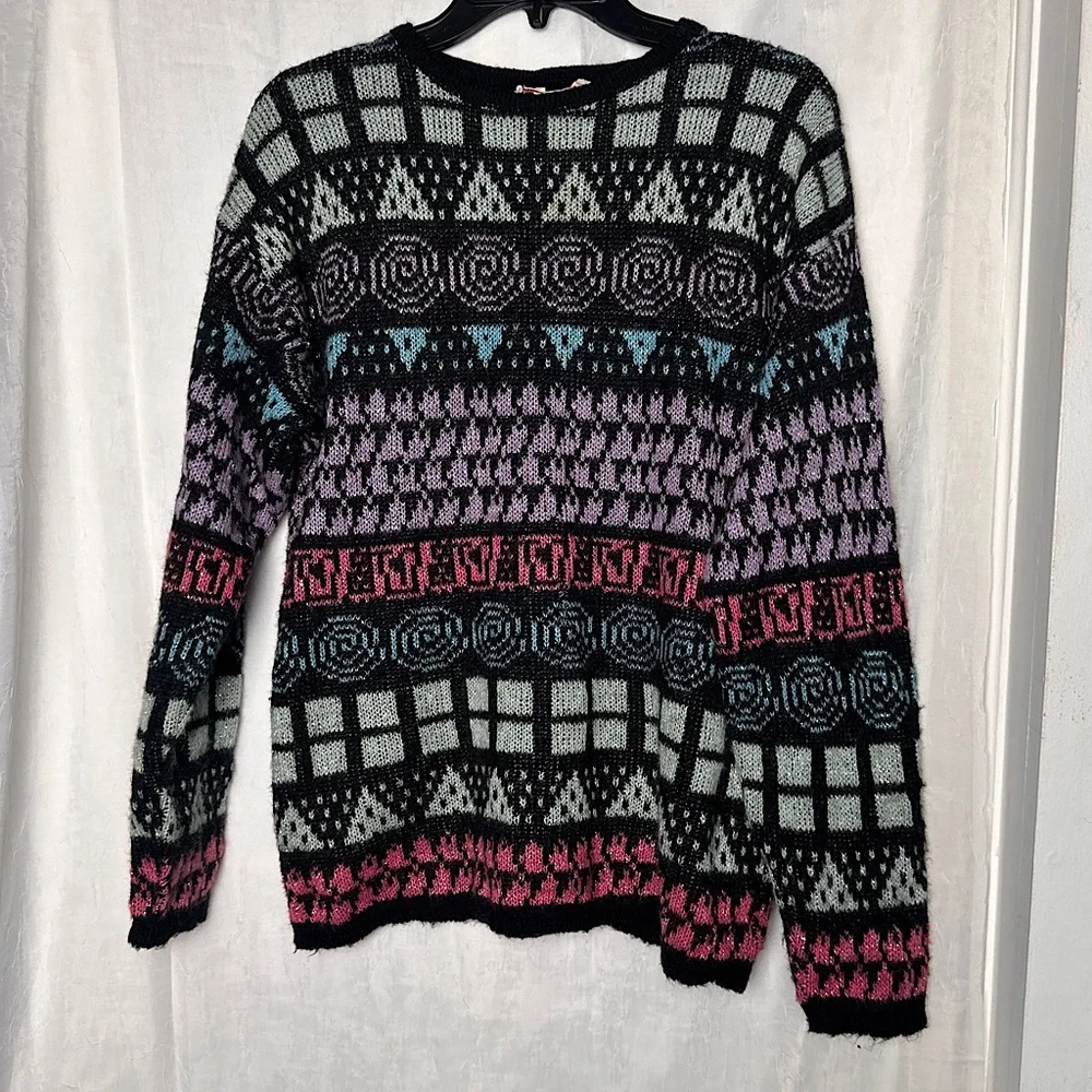 3/$20 💥 Vintage Lindsey Blake Wool Blend Cozy Geometric Print Crewneck‎ Sweater